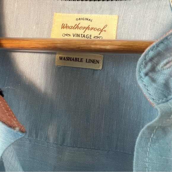 Weatherproof washable baby blue linen/cotton button down shirt - Picture 4 of 7